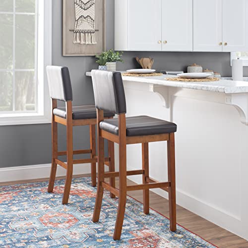 Linon Home Decor Milano Bar Stool, Medium Dark Walnut, 30-Inch Linon