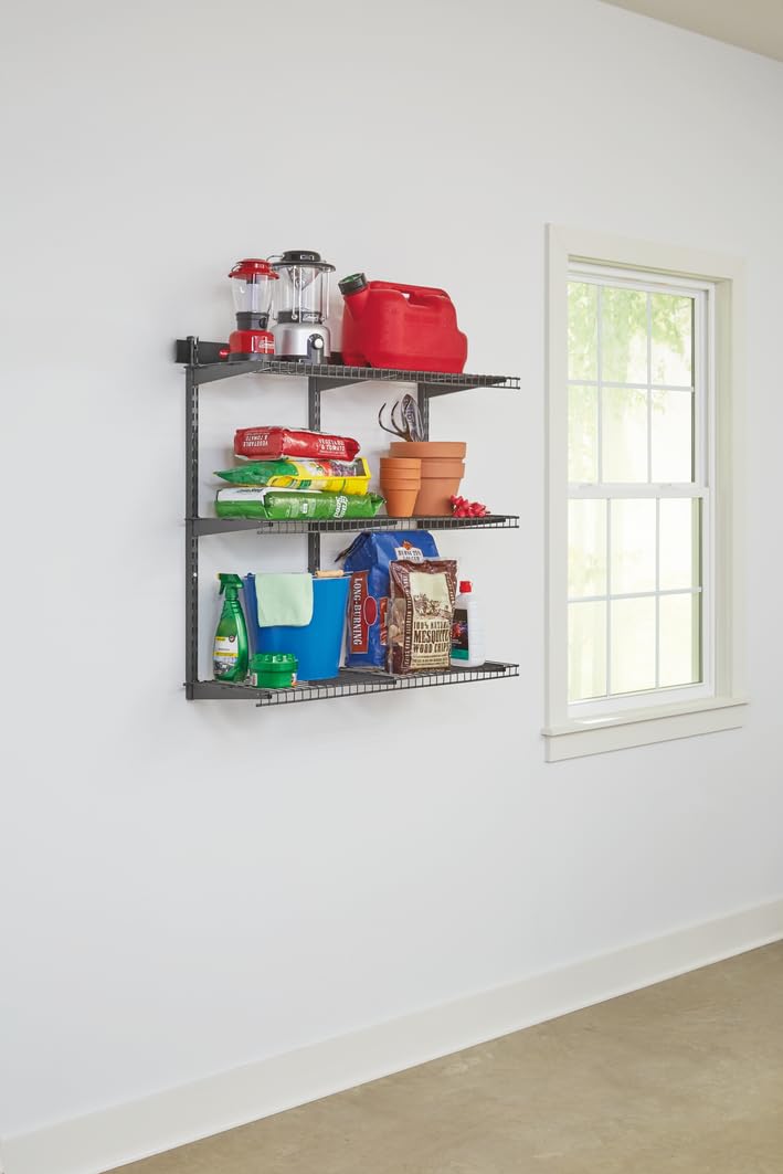 Rubbermaid Fasttrack Rail Storage 36"x12" 3-Shelf Kit, 350 lbs. Per Shelf, for Home/Garage/Shed/Workshop Organization Rubbermaid