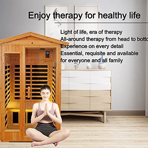 GLIFRON Outdoor Far Infrared 2 Person, 6 Low Emf Heaters Sauna Room, Bluetooth Speakers and Chromotherapy Lights, LED Reading Lamp, Natural GLIFRON