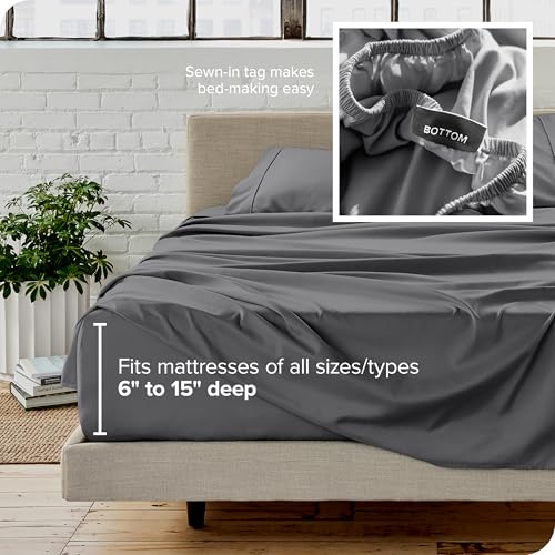 Bare Home Queen Sheet Set - 1800 Ultra-Soft Microfiber Queen Bed Sheets - Double Brushed - Deep Pockets - Easy Fit - 4 Piece Set - Bedding Sheets & Pillowcases (Queen, Grey) Bare Home