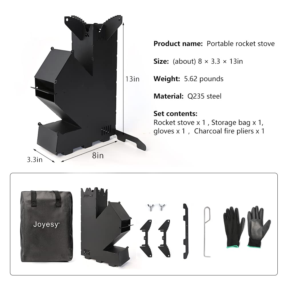 Rocket Stove Rocket Stove for Cooking Portable Wood Mini Burning Stove, Fire Camping Stove for Cooking backyard cooking Camping grill outdoor events BBQ Comes with storage bag GODSAX