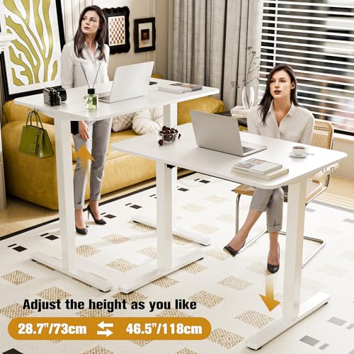 ERGOMAKER 35" Electric Standing Desk, Adjustable Height, Sit Stand Up Desk for Home Office & Computer Workstations, Memory Controller, White ERGOMAKER