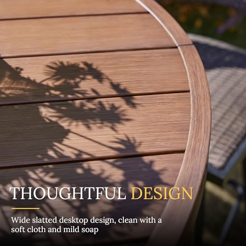 VICLLAX 5-Piece Outdoor Bar Set with Swivel Stools and Walnut Wood-Like Table VICLLAX