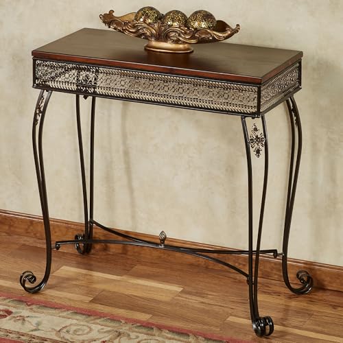 Touch of Class Charleston Ornate Openwork Console Table Bronze | Wood and Metal | Scroll Legs | Elegant Style Tables for Entryway, Hallway Touch of Class