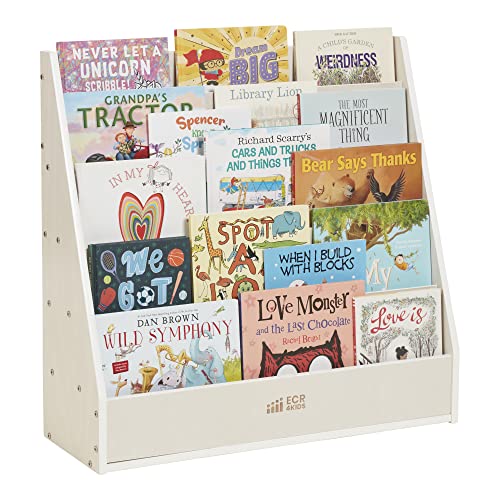 ECR4Kids Streamline Single-Sided Book Display with Storage, Classroom Bookshelf, White Wash ECR4Kids