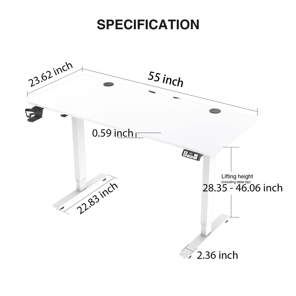 Rtisgunpro 55x24inch Adjustable Desk Stand up Desk Electric Standing Desk Adjustable Height Sit Stand Home Office Desk Including Splice Table Plate Rtisgunpro
