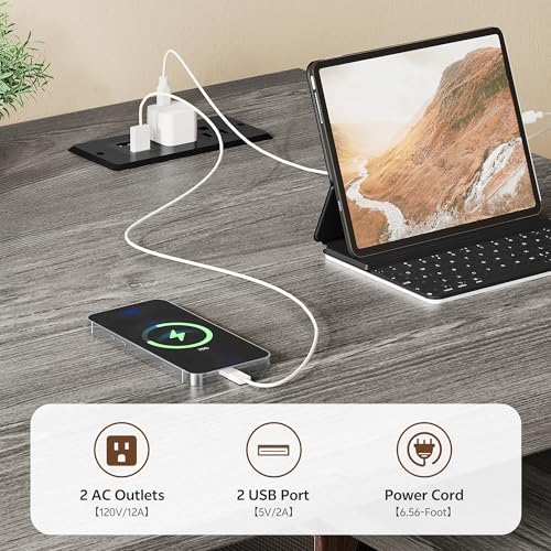 Homiflex 47 Inch L Shaped Standing Desk with 3 Drawers Electric Standing Desk with Storage Computer Desk Adjustable Height Desk with Power Outlets 4 Memory Presets for Home Office, Grey Homiflex