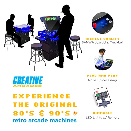 Creative Arcades Full Size Commercial Grade Cocktail Arcade Machine | 2 Player | 3500 Games | 26" LCD Lifting Screen | LED | 4 Sanwa Joysticks | Trackball | 2 Stools | 3 Year Warranty Creative Outdoor Distributor