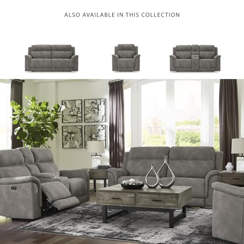 Signature Design by Ashley Next-Gen DuraPella Faux Leather Zero Wall Power Reclining Sofa with USB, Slate Gray Signature Design by Ashley