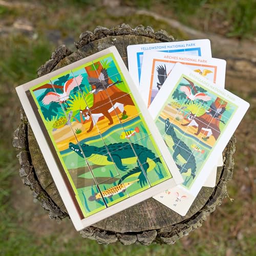 Melissa & Doug National Parks Alphabet & Animals 24-Piece Cube Puzzle (Everglades, Arches, Yellowstone) - FSC Certified Melissa & Doug