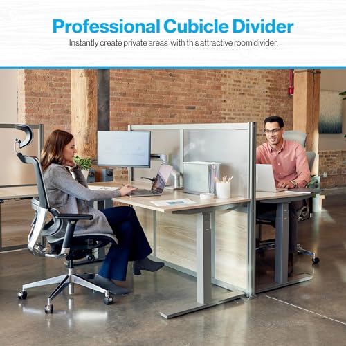 NBF Office Partitions - Cubicle Privacy Panel Wall Divider - Modern Room Separator with Quick Assembly - Indoor Laminate Free Standing Portable Room Divider Panel - 52" H x 49" W (Warm Ash) nbf signature series