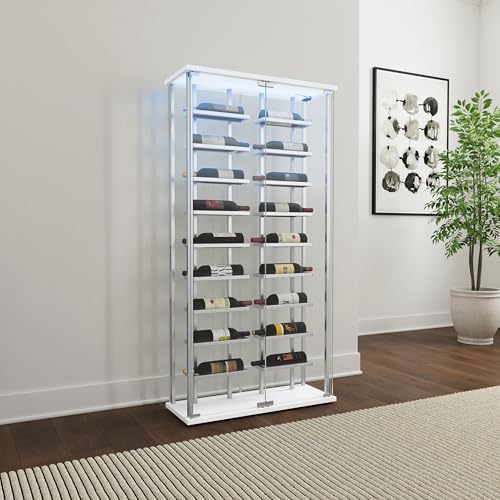 Coaster Home Furnishings Montara Tempered Glass Wine Storage Display Curio Cabinet with Led Lighting Chrome Coaster Home Furnishings