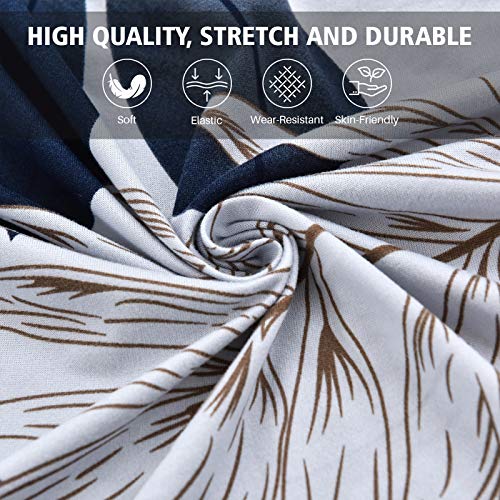 MIFXIN Futon Slipcover Armless Folding Sofa Cover Stretch Elastic Couch Furniture Protector for 3 Seat Foldable Futon Sofa Bed Without Armrests (Blue Maple Leaf) MIFXIN