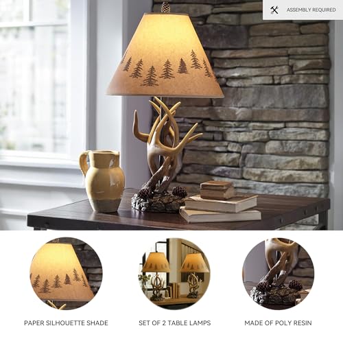 Signature Design by Ashley Derek Rustic Cabin Antler Lamp Set, 2 Count, Brown Signature Design by Ashley