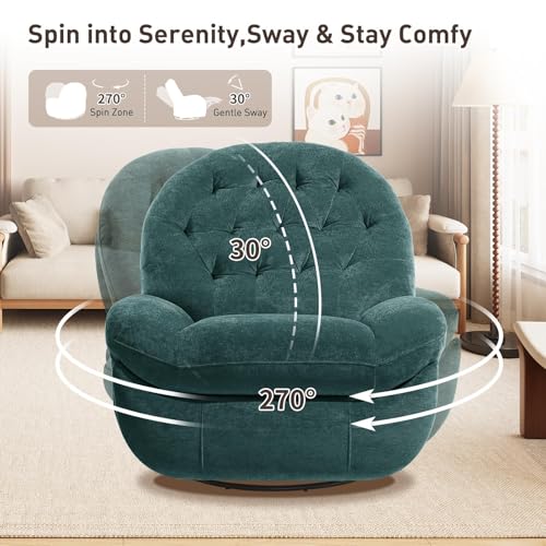EONIX Stylish Power Swivel Rocker Recliner Chair for Living Room, Rocking All Positions, Dual Motor Independently Controlled Backrest and Headrest, USB Charging Port, Green, SXXY005021
