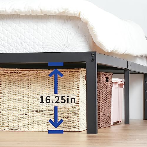 Olee Sleep 18 Inch Heavy Duty Steel Slat Anti-Slip Support, Easy Assembly Platform Bed Frame, Noise Free Steel Mattress Foundation, Maximum Storage, No Box Spring Needed, Black, Cal King Size Olee Sleep