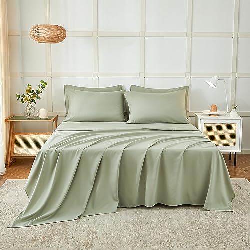 ILAVANDE Queen Sheets Set 6 Piece,Hotel Luxury Super Soft 1800 Series Microfiber Queen Bed Sheets Set-Wrinkle Free & Breathable-14 Deep Pocket Sheets for Queen Size Bed(Queen,Sage Green) ILAVANDE