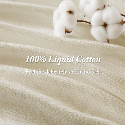 Madison Park Liquid Cotton Luxury Blanket Premium Soft Cozy 100% Ring Spun Cotton For Bed , Couch or Sofa, King, Ivory Madison Park