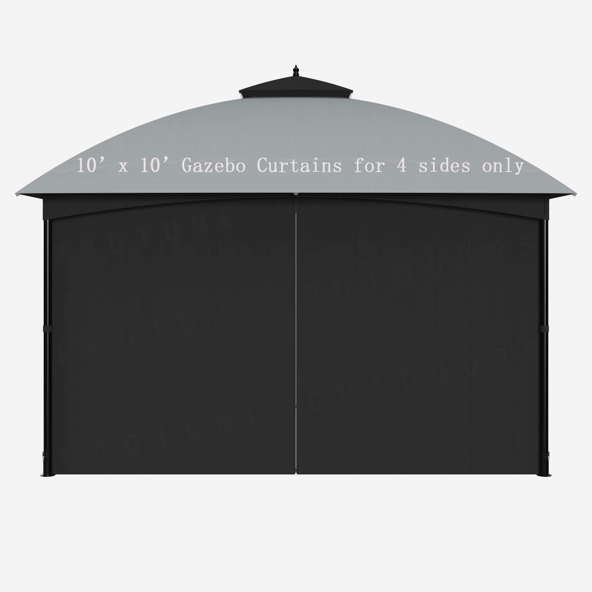 SunCula Replacement 10'x10' Gazebo Curtains Waterproof, Universal Privacy Shade Curtains 4-Panels sidewall with Zipper, Outdoor Curtains for Patio, Backyard, Garden-Black (Only Curtains) SunCula