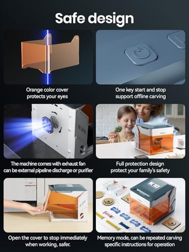 WAINLUX K10 5W Laser Engraver Machine, Portable 5000mW Laser Engraver and Cutter Machine for Wood Leather Metal Silicone Paper Glass Cloth,Class 1 for DIY Supports Win/Mobile System/Offline Class1 WAINLUXPRO