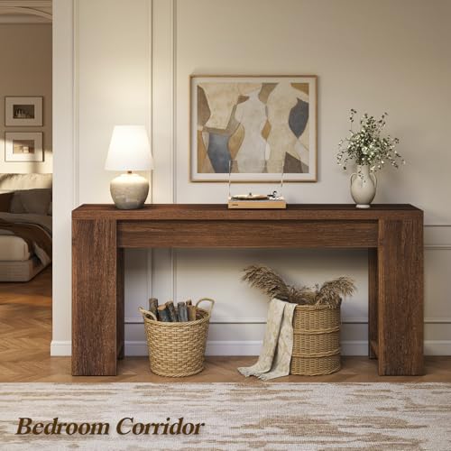 Curlaky 71" Extra Long Console Table, Wood Farmhouse Entryway Table, Plank and Beam Console Tables for Living Room, Entry, Entrance, Behind Couch, Hallway, Foyer, Narrow Sofa Tables for Front Doo Curlaky