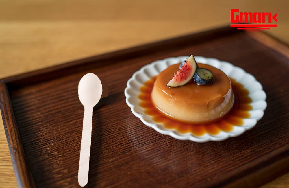 Gmark 100 ct Wooden Spoons, 6.5" Length, No Plastic Earth-Friendly, Disposable Biodegradable Wooden Cutlery, Green Product (Bag of 100pcs) GM1045 Gmark