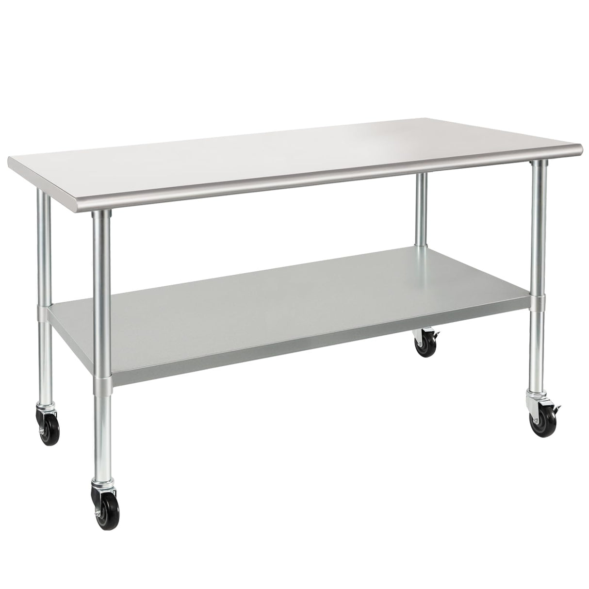 HARDURA Stainless Steel Table with Wheels 30 x 72 Inches Casters NSF Heavy Duty Commercial Prep Table with Undershelf and Galvanized Legs for Food Prep HARDURA Restaurant Equipment