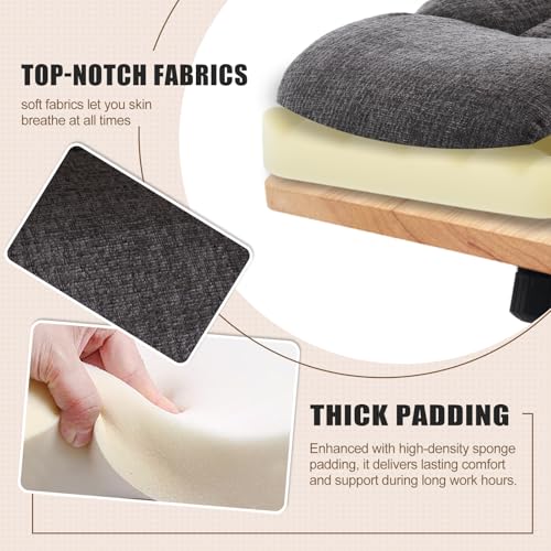 Executive Office Chair, Comfy Fabric Cloth Computer Chair Ergonomic Desk Chairs with Flip-up Armrests, Lumbar Support, 360° Swivel and Rocking Function for Home Office Chairs, Grey JOYNET