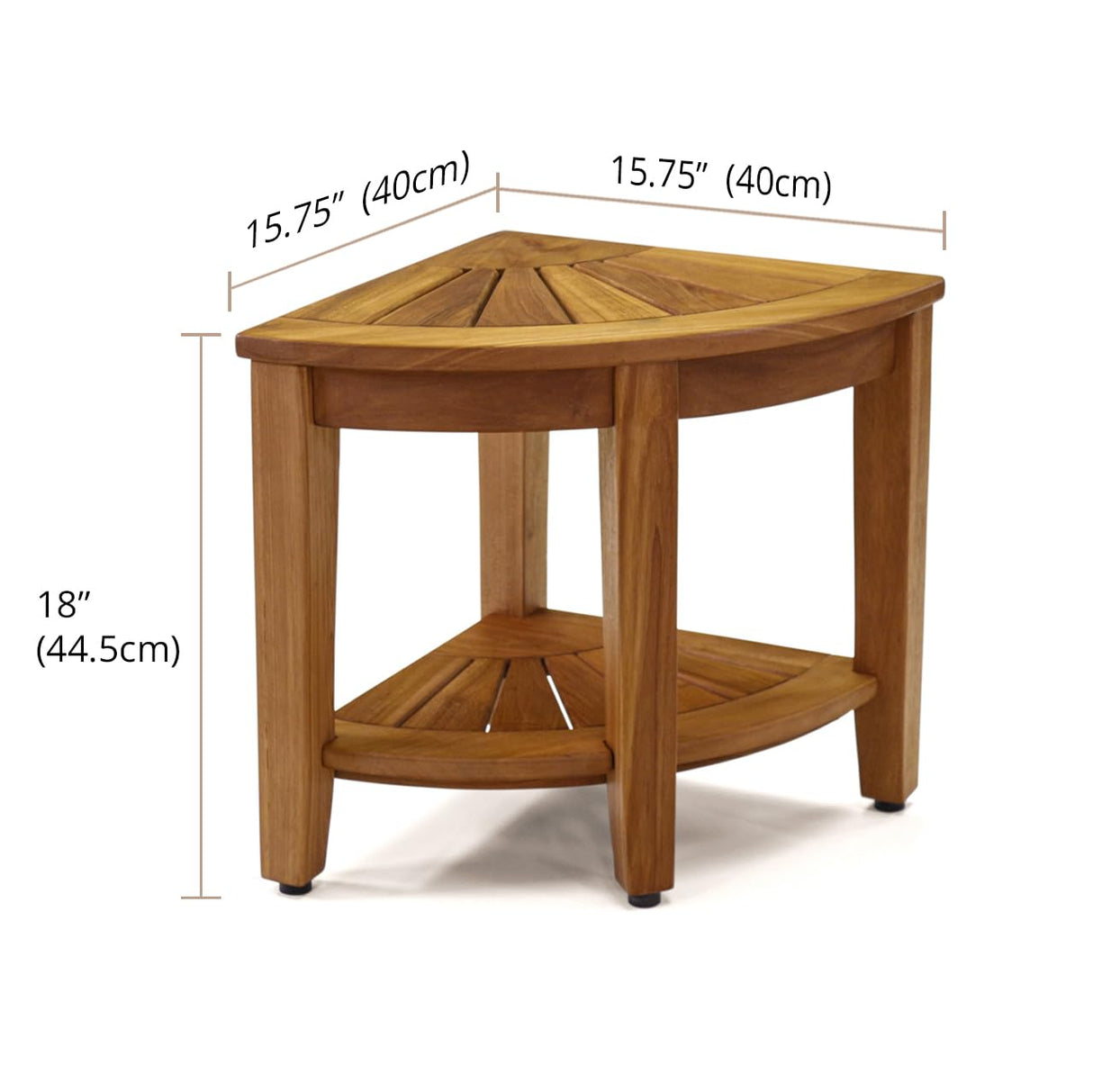 AquaTeak The Original 15.5" Kai Corner Teak Shower Bench with Shelf AquaTeak