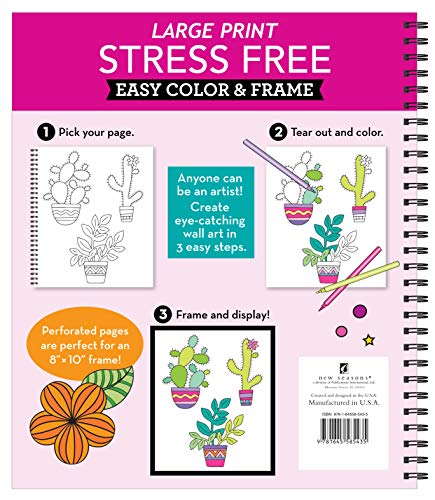 Large Print Easy Color & Frame - Stress Free (Adult Coloring Book) New Seasons