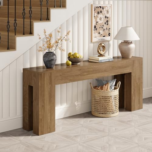 Epecoya Extra Long Sofa Console Table for Entryway Living Room, 79-Inch Farmhouse Wood Behind Couch Table, Rectangular Accent Console with Wooden Double Base for Hallway Foyer Entrance, Natural Oak Epecoya
