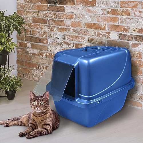 Van Ness Pets Odor Control Extra Large, Giant Enclosed Cat Pan with Odor Door, Hooded, Blue, CP7 Van Ness