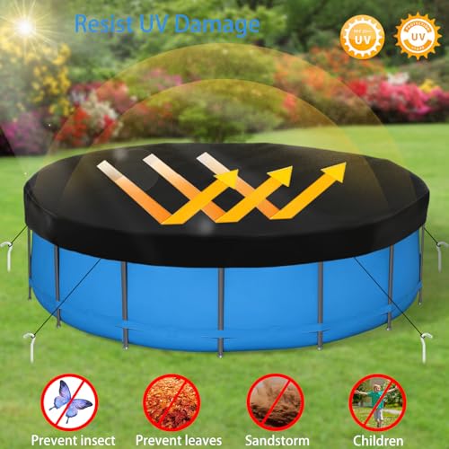Pool Covers for Round Above Ground Pools, Heavy-Duty Oxford Fabric Swimming Pool Covers, Superior Strength & Durability, UV Protected, Protects from Debris (Black, 18ft) ZXYL outdoor sport