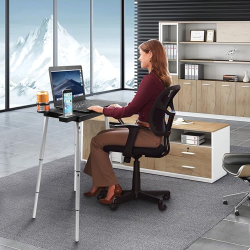 Portable Laptop Computer Stand Desk Table, Compact Foldable, Lightweight 3 lbs , Adjustable Height 19-29 inches, For Remote Work Travel Home Office School Tabletote