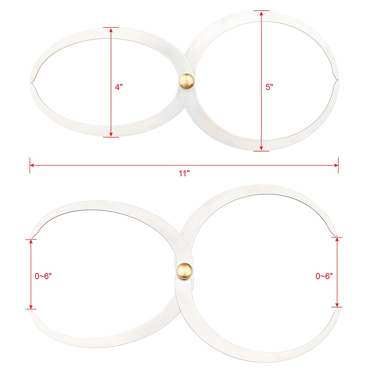 Woodturning Double Ended Bowl Calipers Stainless Steel 11Inch Woodworking Caliper Tools ZICT