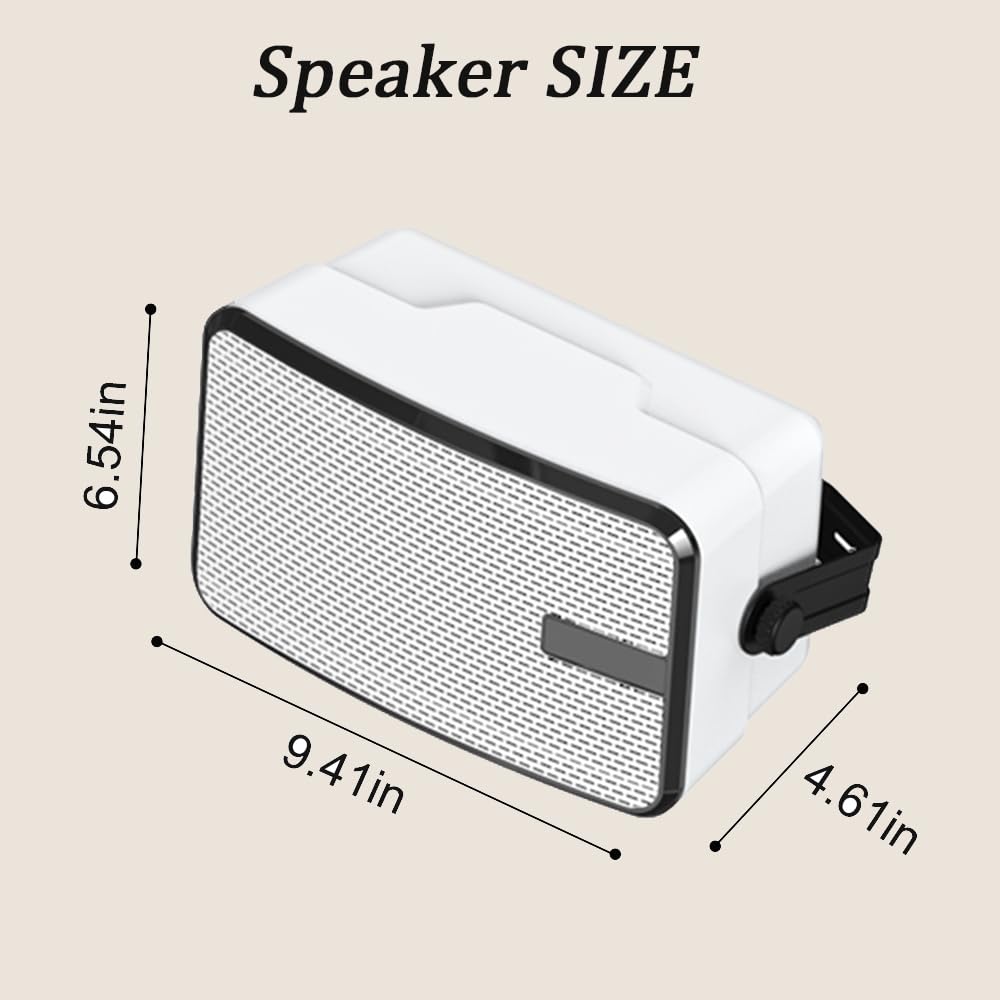 MWAU Outdoor Bluetooth Speakers 400w for Garage,Patio,Porch,Gazebo,Soffit,Entertainment Room.Wall Mount Speaker,Wireless Sync Up to 100 Speakers,IPX5 Waterproof (2 Pcs) MWAU