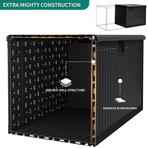 YITAHOME 260 Gallon Extra Large Deck Box, Double-Wall Resin Outdoor Storage Box with Flexible Divider for Patio Cushions Pool Supplies Garden Tools, 1000lbs Load Capacity, Lockable&Waterproof (Black) YITAHOME