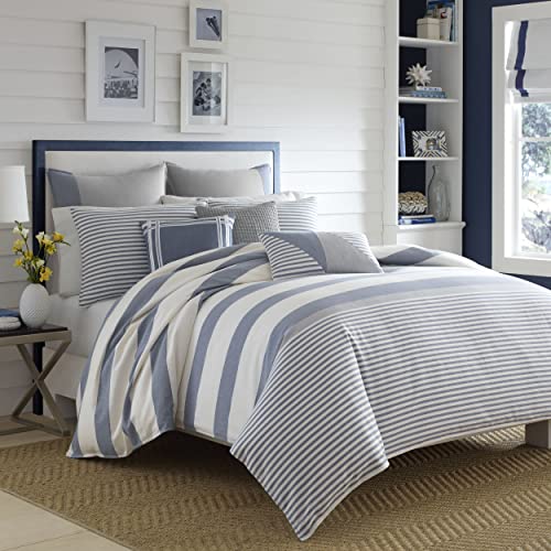 Nautica - Queen Duvet Cover Set, Cotton Reversible Bedding with Matching Shams, Mediterranean Inspired Home Decor for All Seasons (Fairwater Blue, Queen) Nautica