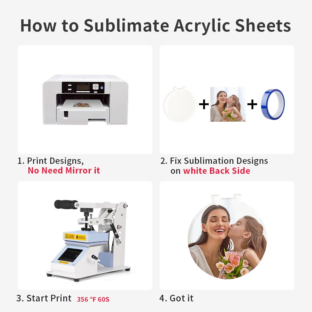 PYD Life 12 Pack Sublimation LED Keychains Acrylic Blanks Round White 2.3" x 2.1",1/6" Thick(4 mm) Light Up 7 Colors Sublimation Night Light Blanks PYD Life