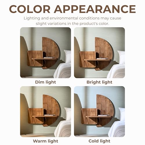 Behomes Soluna Solid Wood Floating Nightstand, Wall Mounted Nightstand, Floating Bedside Table for Bedroom and Living Room, Modern Rustic Wood Night Stand, Small Floating Shelf Accent, Walnut Behomes Furniture
