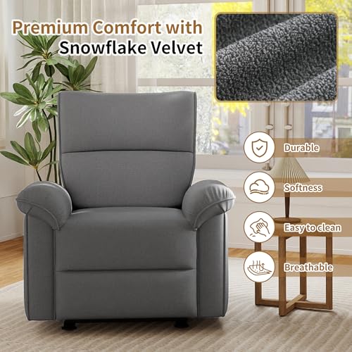 QKFF Wall Hugger Power Recliner Chair, Zero Wall Electric Recliner Chairs with USB Port, Snowflake Velvet Space Saving Large Recliner for Living Room, RV, Home Theater