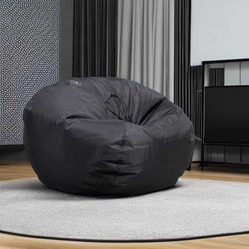Big Joe Classic Bean Bag Chair, Black Smartmax, Durable Polyester Nylon Blend, 2 feet Round Big Joe