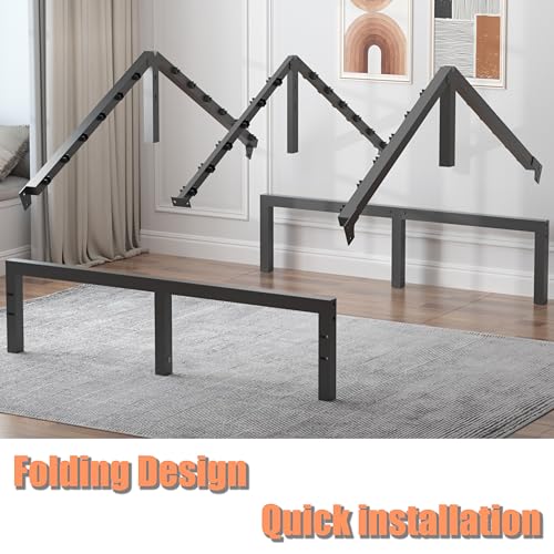 FUIOBYVV Heavy Duty King Bed Frame – 14 Inch Metal Platform with Noise-Free Support and No Box Spring Needed FUIOBYVV