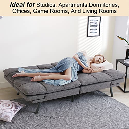 Opoiar Futon Couch,Convertible Futon Sofa Bed,Memory Foam Sleeper Sofa,Adjustable Modern Loveseat,Futon Sets, Sofa Bed for Compact Living Room,Apartment,Office,Grey Opoiar