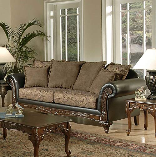 Roundhill Furniture San Marino 2-Tone Fabric Sofa, Chocolate Roundhill Furniture