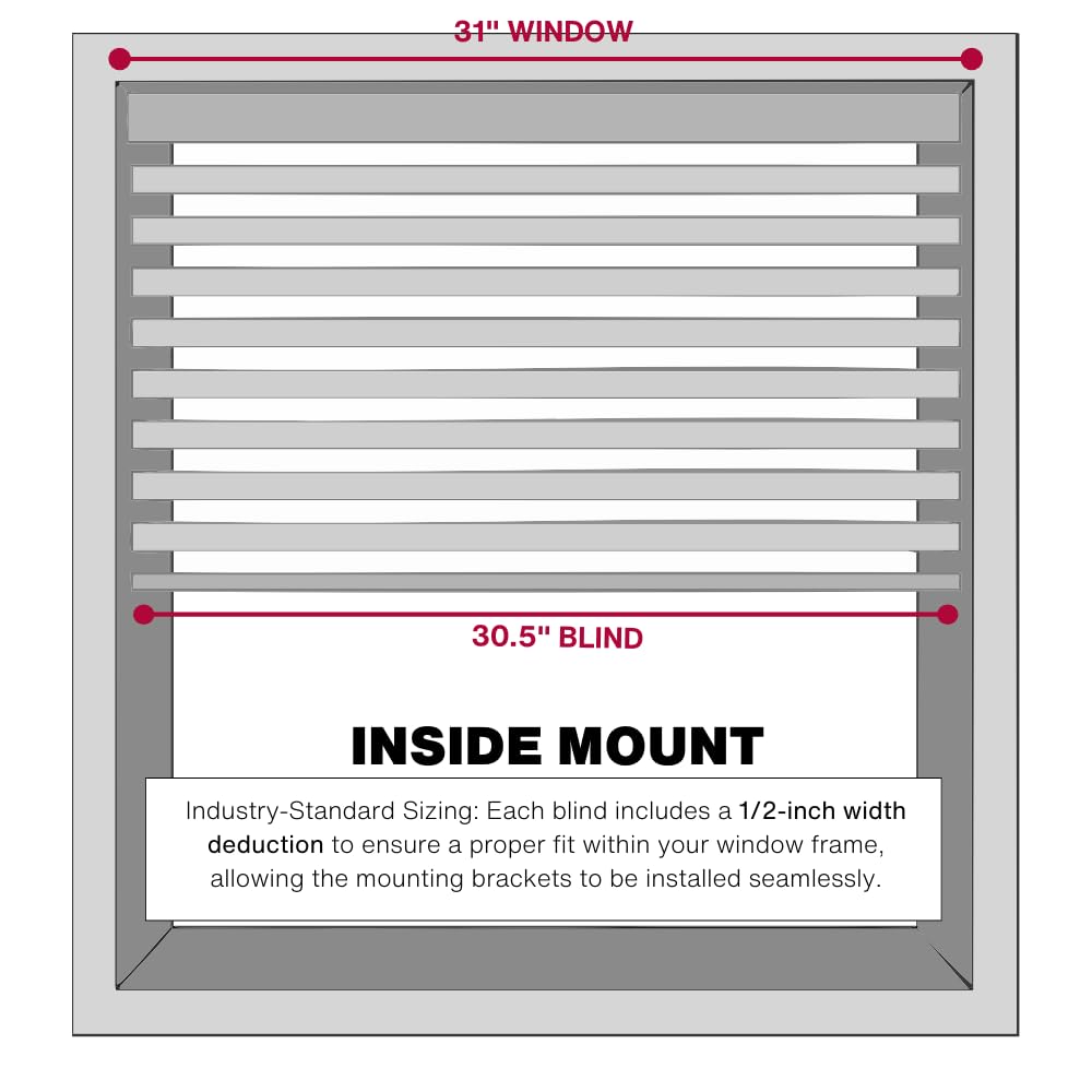 Lotus & Windoware Cordless, 2 Inch Faux Wood Blind, 31" Wide x 36" Long, Window Blinds, Blinds & Shades, Blinds for Indoor Windows, Smooth, Bright White - 31" x 36",Bright White LOTUS & WINDOWARE