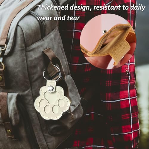 Cat & Dog Hair Keychain - Paw Shaped Leather Memorial Keepsake for Dog Cat Fur Storage, Pet Fur Keepsake Collector with Refillable Capsule (3PCS)