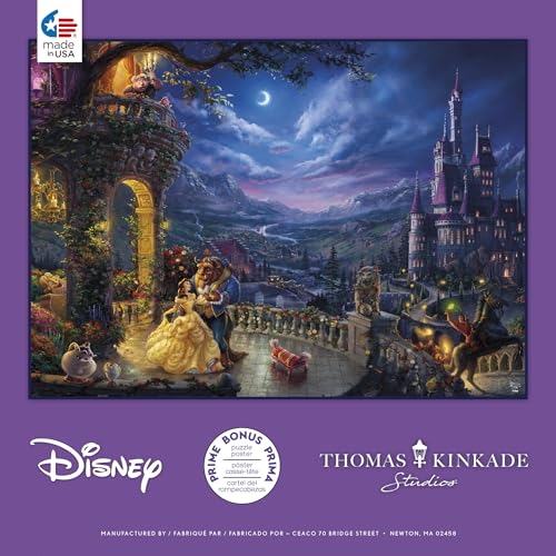 Ceaco - Thomas Kinkade - Disney - Beauty & The Beast Dancing in The Moonlight - 1000 Piece Jigsaw Puzzle Ceaco