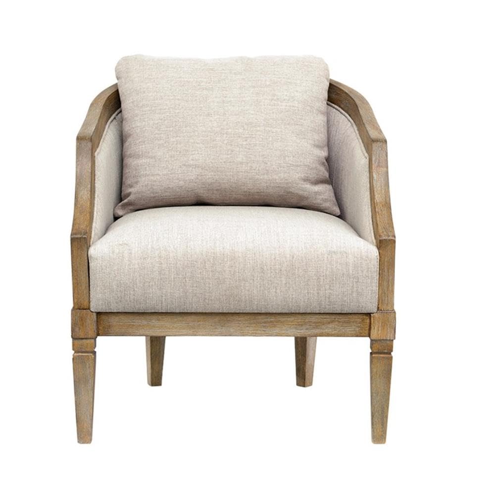 Pemberly Row Farmhouse Solid Wood & Fabric Accent Chair in Natural Pemberly Row