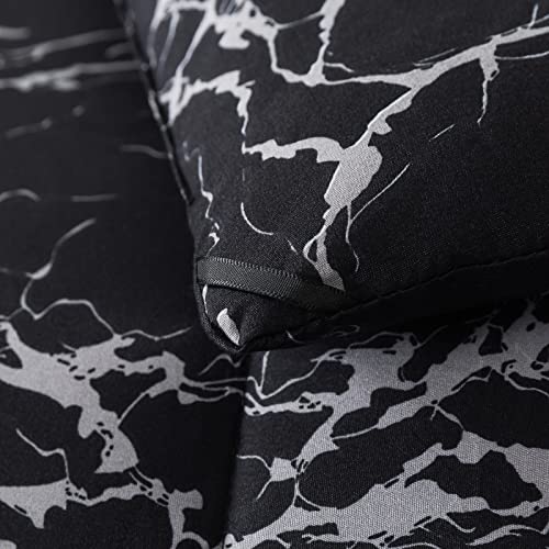Caressma Black Marble Comforter Set Full Size, 3 Pieces Modern Pattern Soft Microfiber Bedding Comforter Set, Down Alternative Comforters for All Season (79 * 90") Caressma
